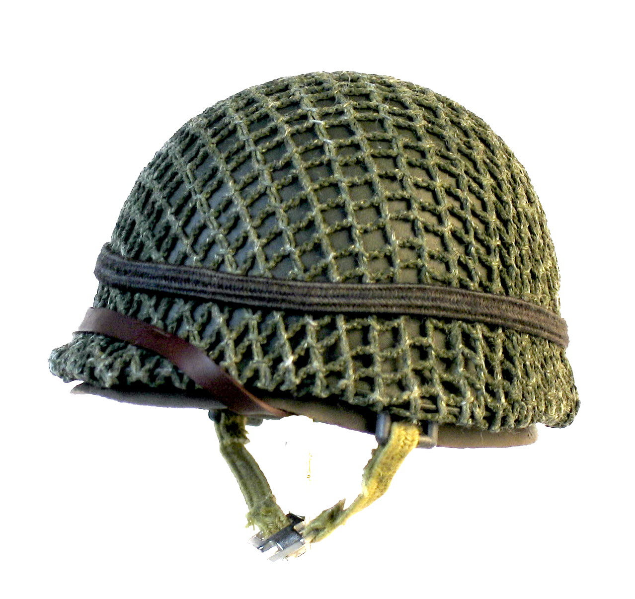 U.S. 1/6th M1 helmet with netting and strap